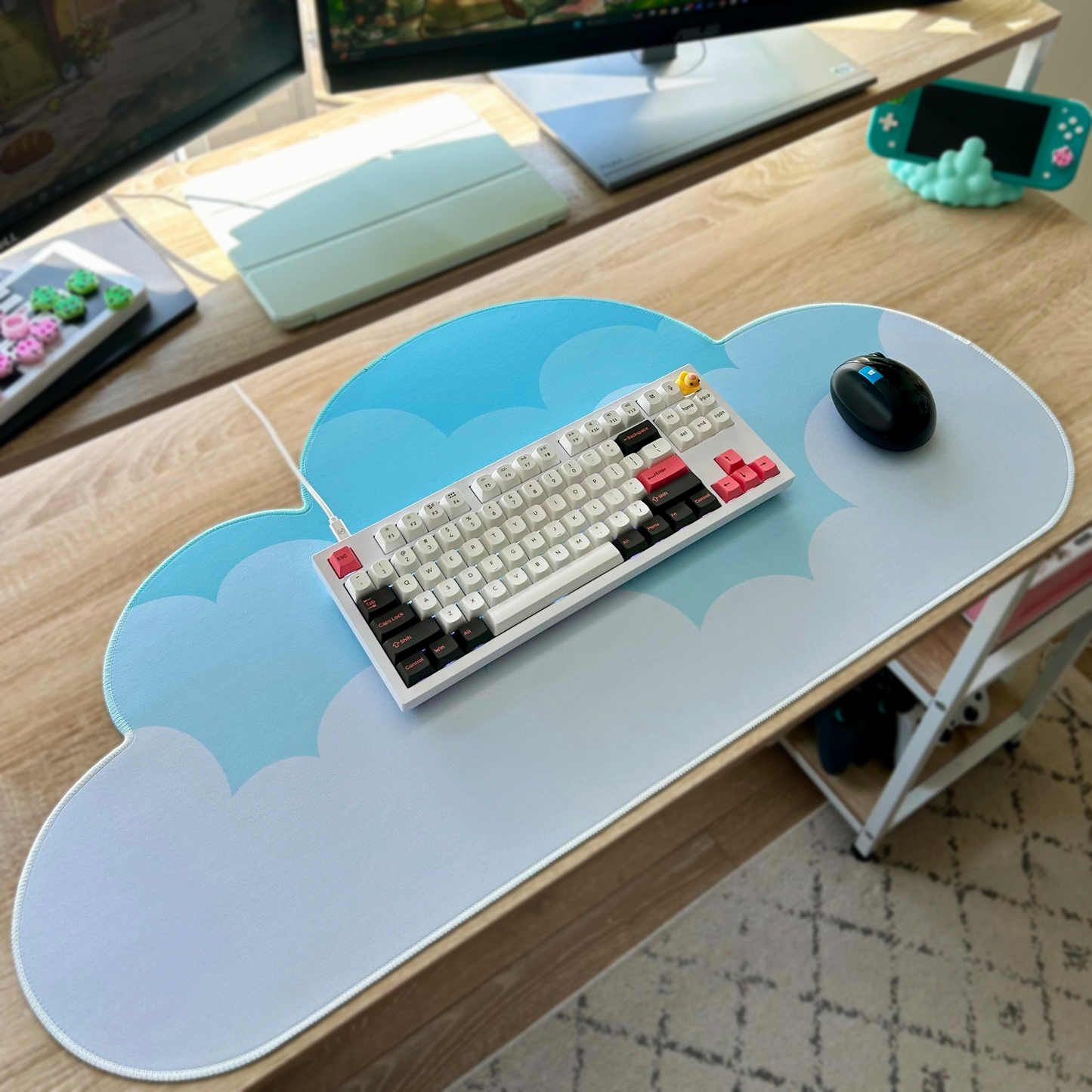 Blue Skies Water-Resistant Cloud Desk Mat