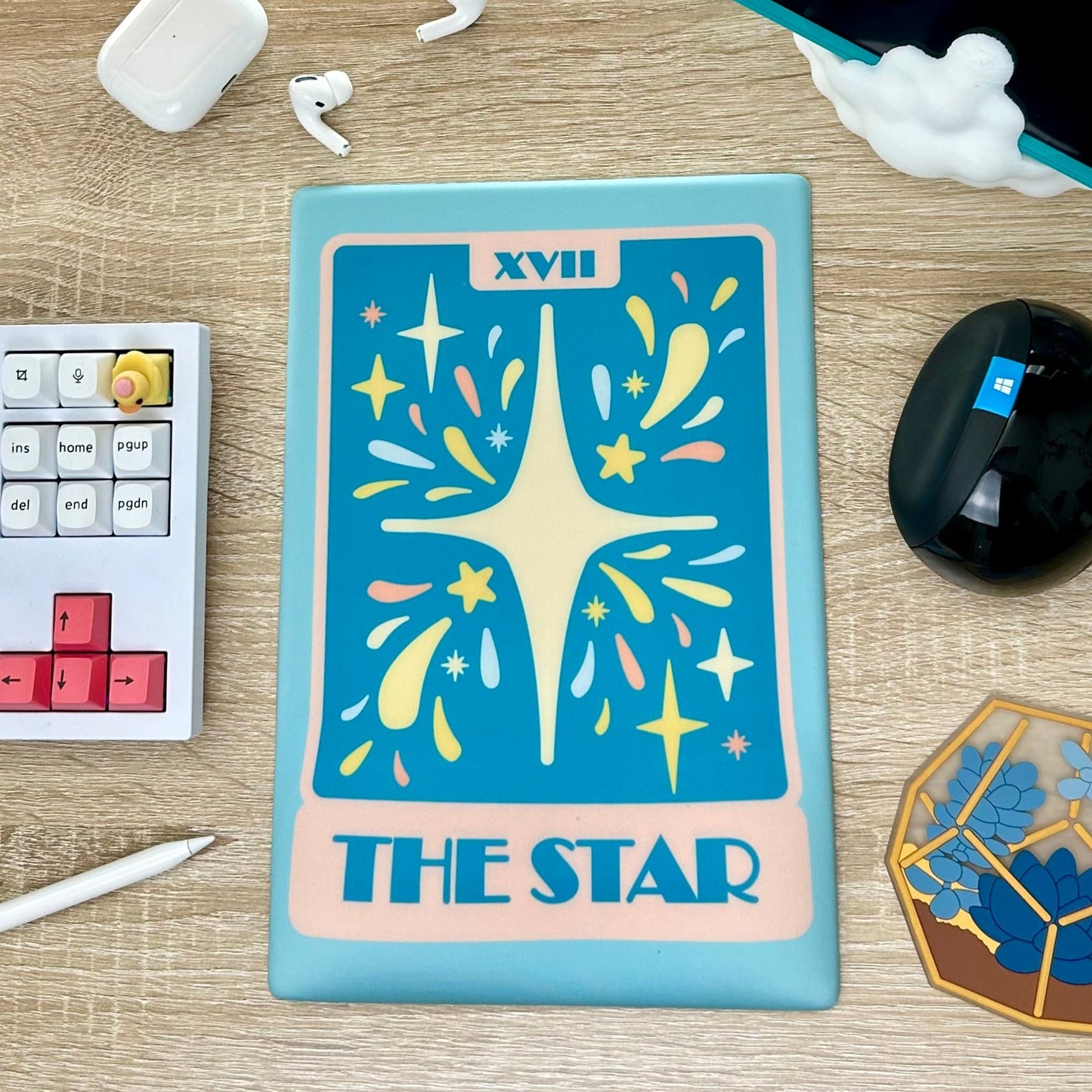 The Star Tarot Card Blue Ergonomic 3D Mousepad
