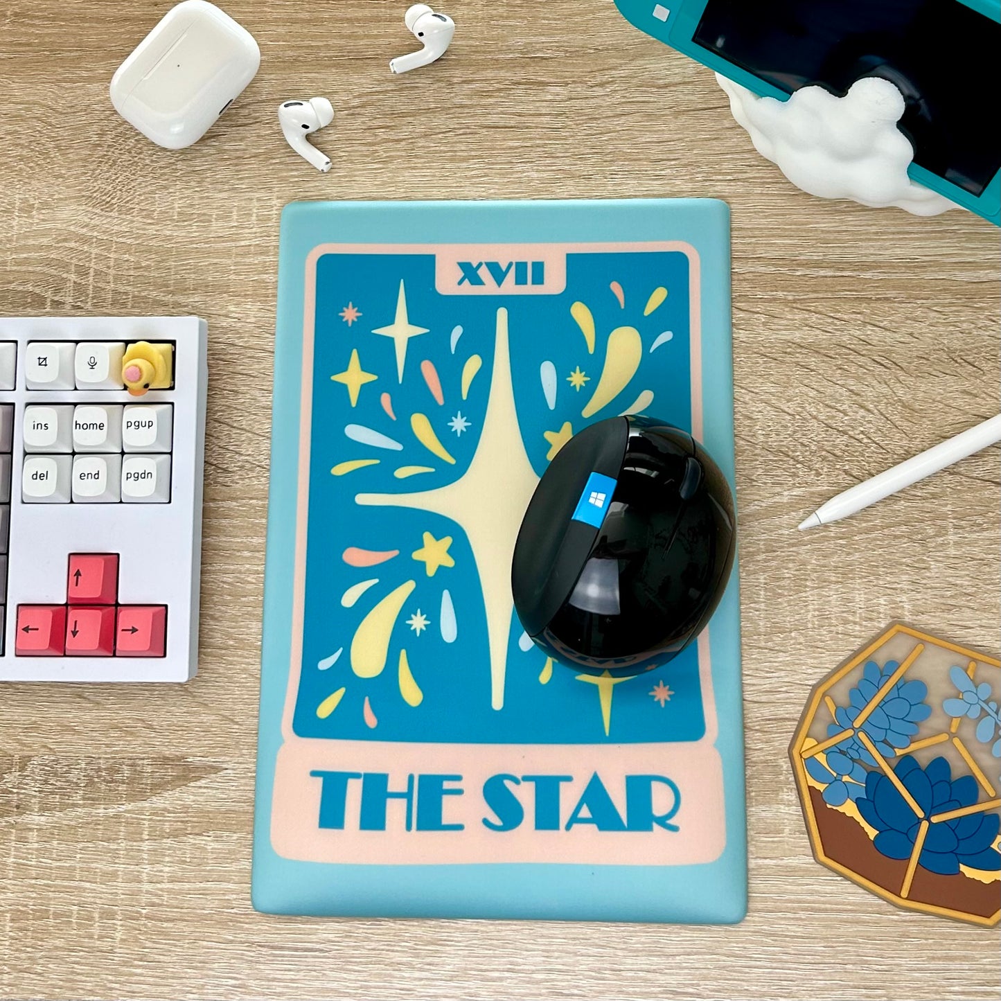 The Star Tarot Card Blue Ergonomic 3D Mousepad