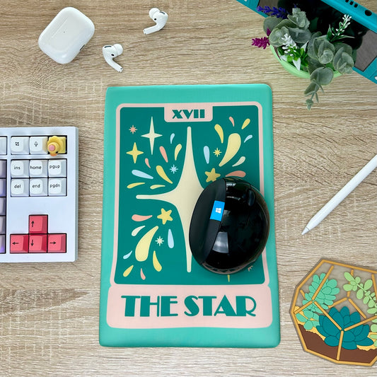 The Star Tarot Card Green Ergonomic 3D Mousepad
