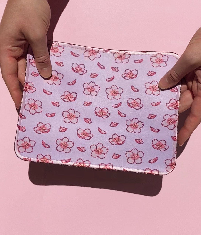 Pink Pixel Cherry Blossom Sakura Mouse Pad Mat