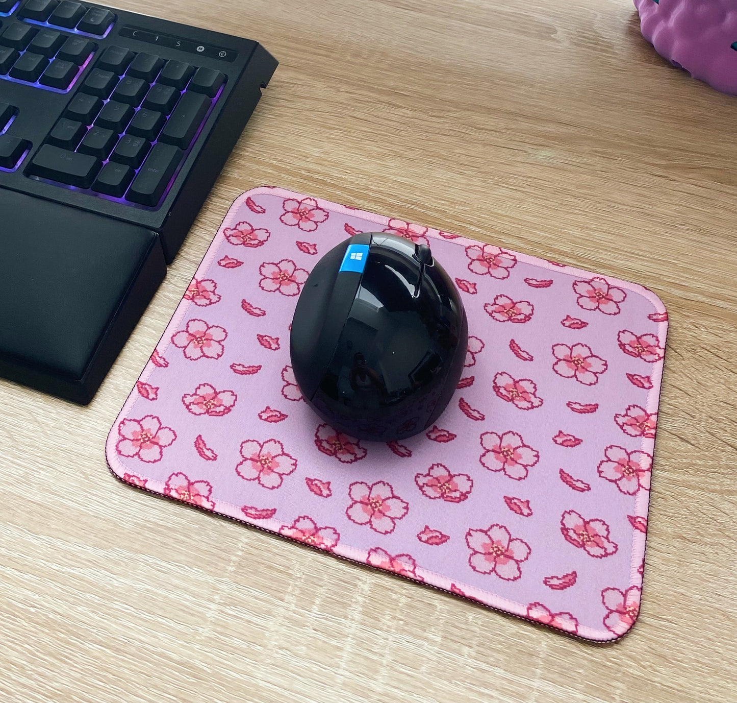 Pink Pixel Cherry Blossom Sakura Mouse Pad Mat