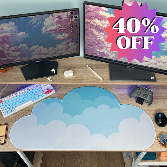 Blue Skies Water-Resistant Cloud Desk Mat