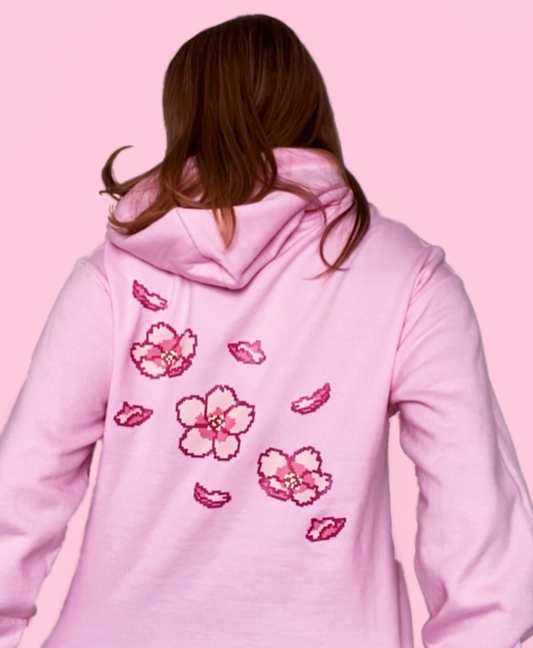 Cherry Blossom Sakura Pixel Hoodie Sweater