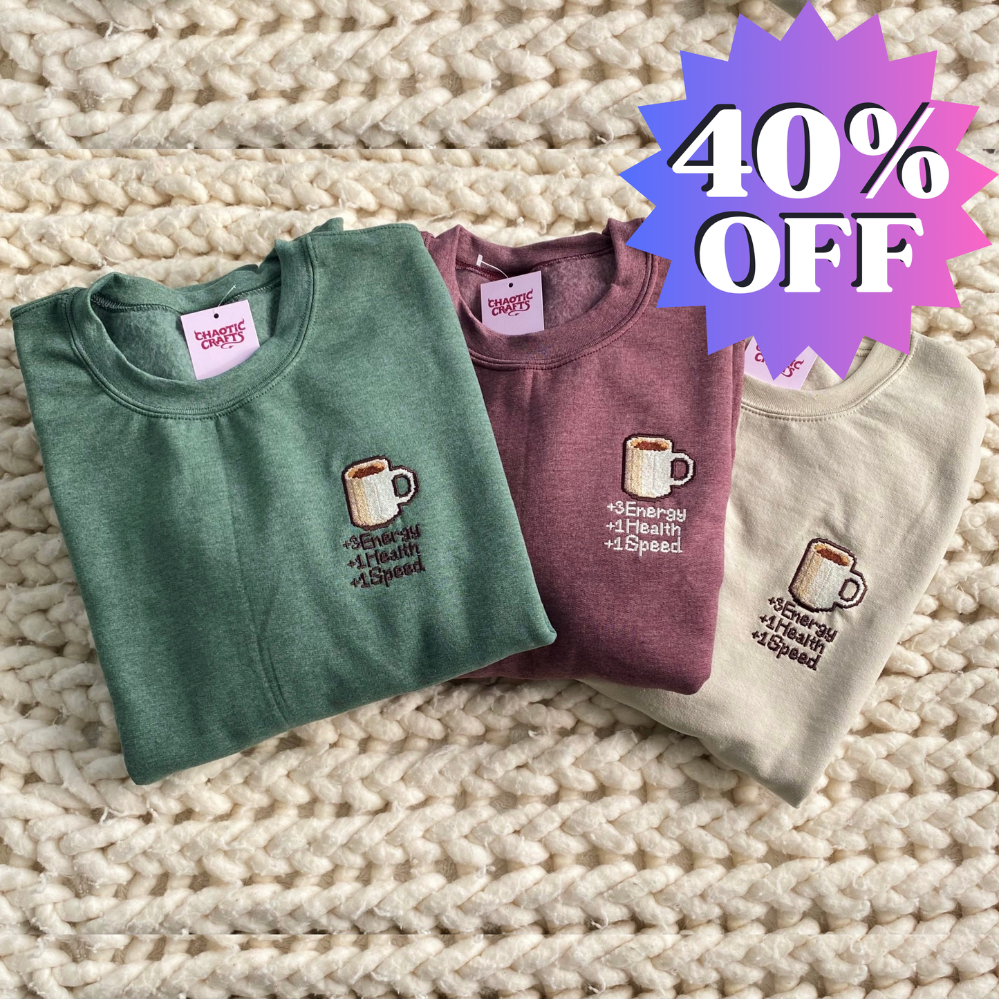 Coffee Stats Crewneck Sweaters