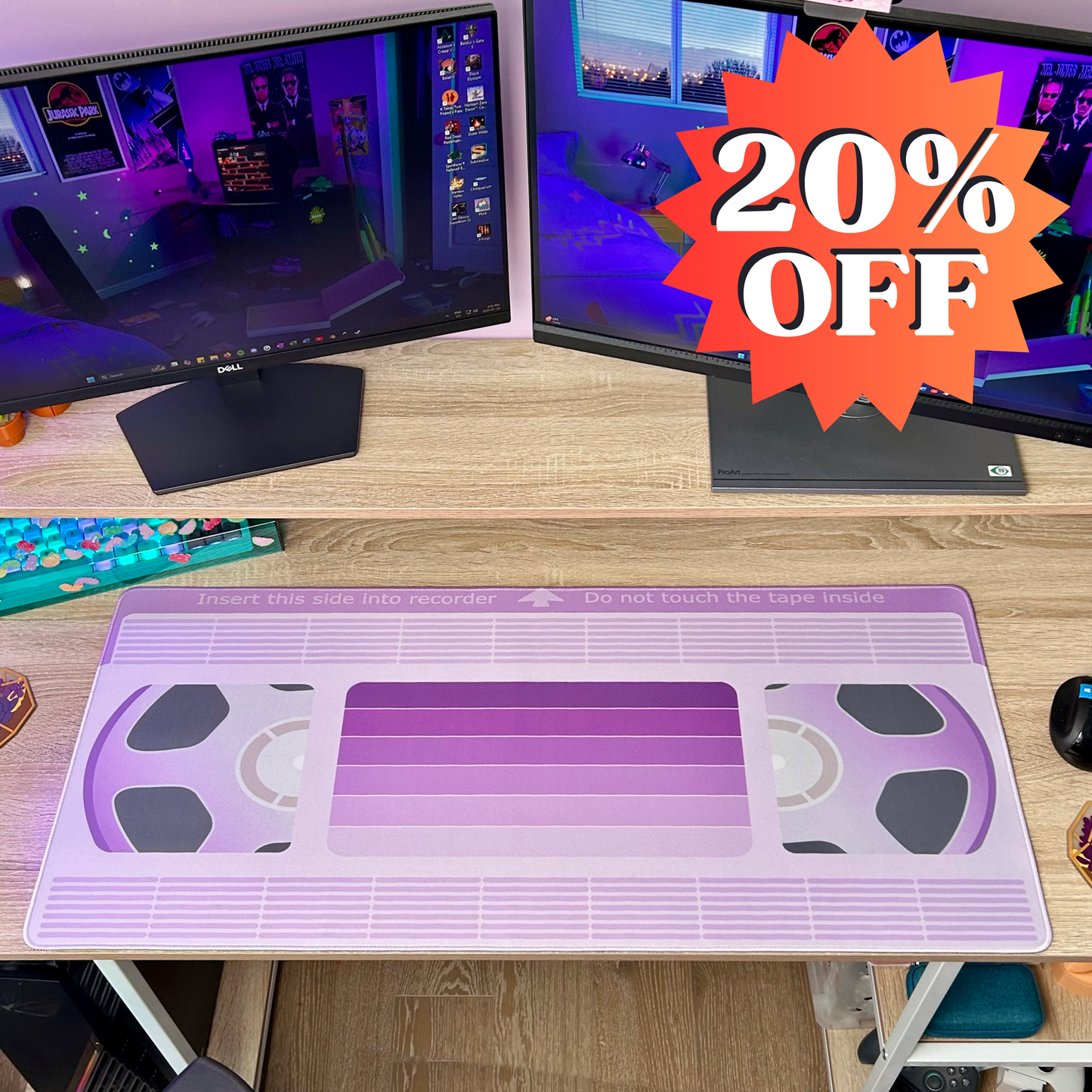 Lavender LEDs VHS Desk Mat - POD