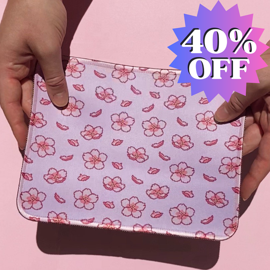 Pink Pixel Cherry Blossom Sakura Mouse Pad Mat