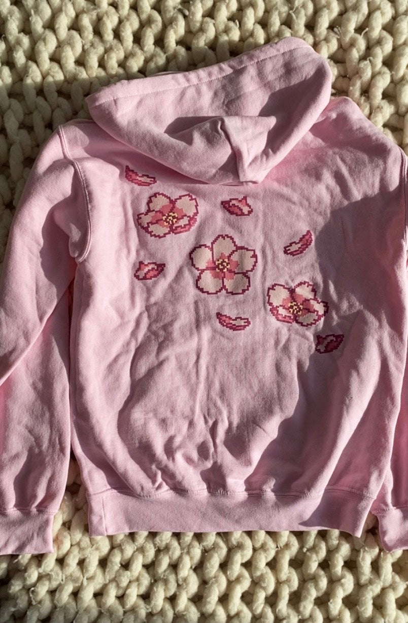 Cherry Blossom Sakura Pixel Hoodie Sweater Chaotic Crafts Co