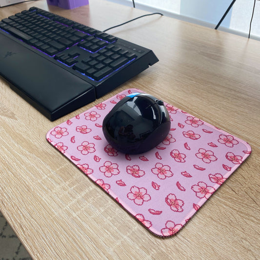 Pink Pixel Cherry Blossom Sakura Mouse Pad Mat